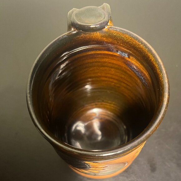 Handcrafted Sunflower Studio Art Pottery Mug w/ Incised & Embossed  Flowers BBP - Picture 13 of 15